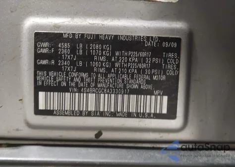 2010 Subaru Outback 2.5I Premium from USA, damaged, VIN 4S4BRCGC8A3330917